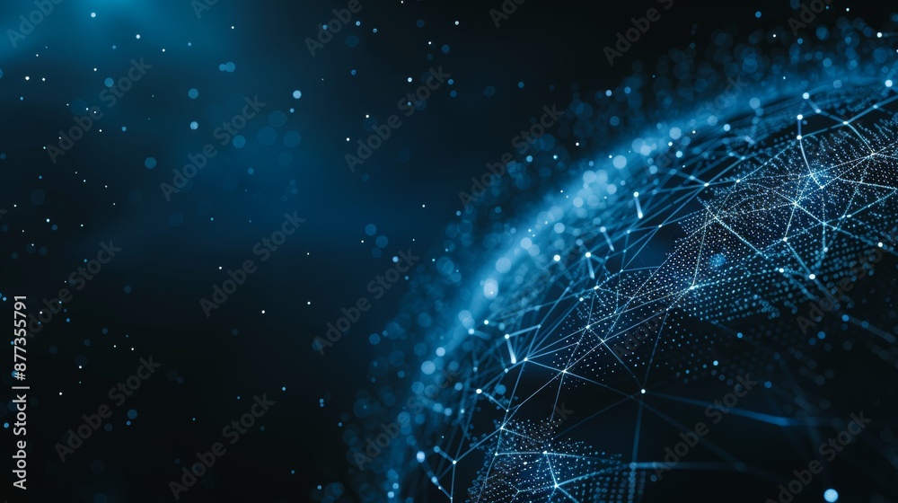 Poster 3d rendering of a global network concept. world map point. global network planet earth.