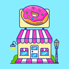 Donut Shop Icon Illustration, Business Icon Concept, vector illustration