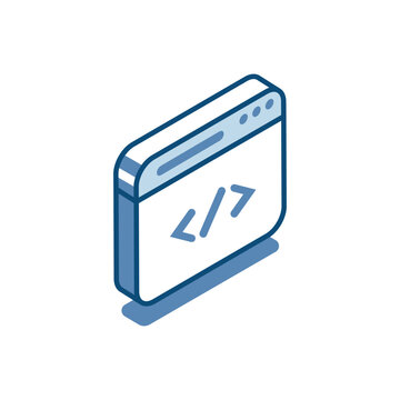 vector window with program code linear icon, in color color on a white background, seo or web development