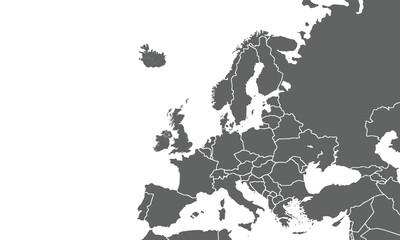 European political map isolated on white background. for website layouts, background, education, precise, customizable, Travel worldwide, map silhouette backdrop, earth geography, political, reports.