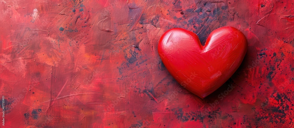 Wall mural valentine s card concept with a heart shape on a lovely background from a top view providing copy sp