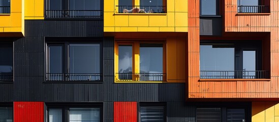 Facade of contemporary residential buildings showcasing a copy space image