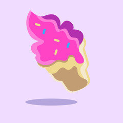 Cone Ice Cream Cartoon style Illustration. Sweet Food Icon. Flat Cartoon Style