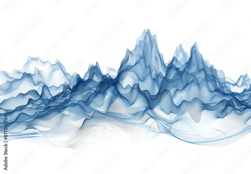 Poster an abstract rendering of waves with particles on a white background. a futuristic background with li