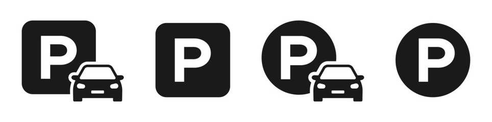  Car park vector icons set. Park car vector signs set