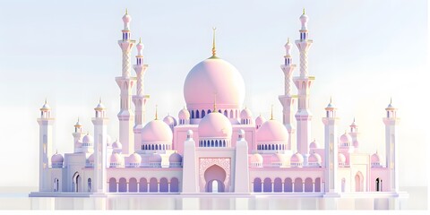 Fototapeta premium Pastel colored mosque background design, perfect for banners, websites, Ramadan events
