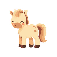 Naklejka premium Kids drawing Cartoon Vector illustration cute horse illustration Isolated on White Background smiling pony 