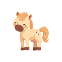 Obraz premium Kids drawing Cartoon Vector illustration cute horse illustration Isolated on White Background smiling pony 