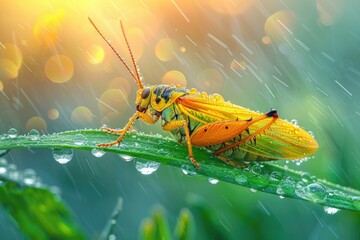 insects land on the grass professional photography