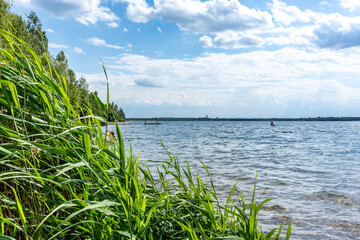 A beautiful summer's day at Lake Cospuden in Leipzig, Germany