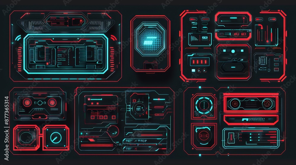 Poster set of elements for the user interface of a game application. hud, gui, ui the user interface of a g