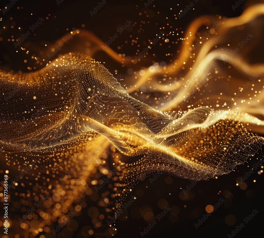 Poster animated 3d rendering of chaotic particles. flying cubes in empty space. dynamic shape. futuristic b