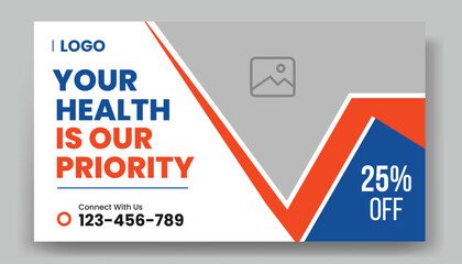 Medical healthcare Youtube thumbnail cover and dental clinic social media web banner design or workshop video thumbnail template