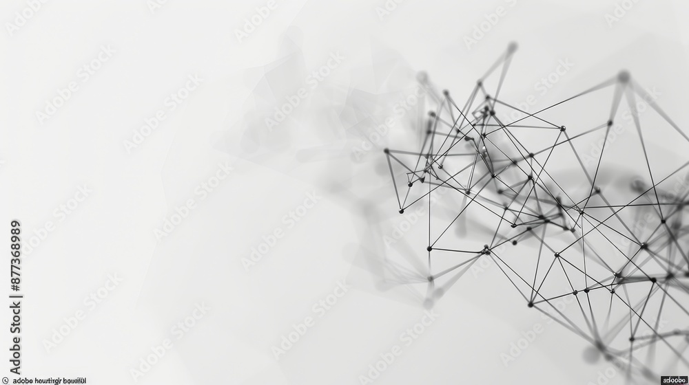 Poster chaosic 3d rendering. plexus background with lines and polygonal spheres. futuristic shape. network 