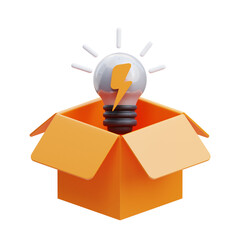 PNG 3D Think Out of The Box icon isolated on a white background