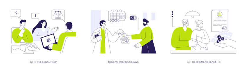 Social security services abstract concept vector illustrations.