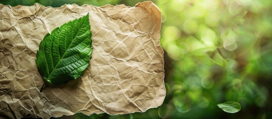 Inspirational quote about nature on paper with green garden and leaf background ideal for connecting with nature copy space image