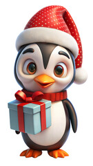 christmas cute penguin on a transparent background