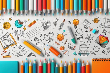 seamless pattern with hand drawn school, doodle and back to school