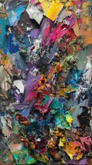 Fototapeta premium A close-up of a colorful abstract oil painting with thick layers of paint