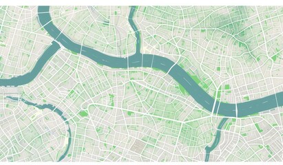 Obraz premium Detailed City Map with Green Spaces