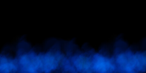 Fog or smoke, blue smog clouds on floor, isolated transparent special effect. Vector illustration, morning fog over land or water surface, magic haze.	
