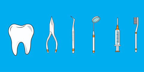 Dentist tools, dental tools, dental health, tooth vector illustration
