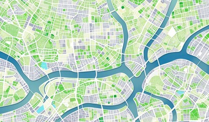 Detailed City Map with Green Spaces