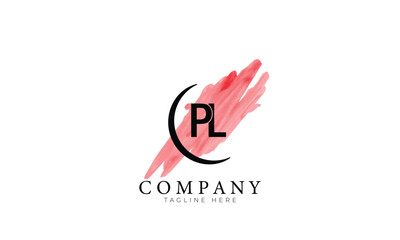 PL logo, Craft logo, Clothing logo, Watercolor logo, letter logo