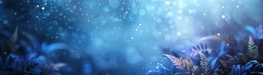 Abstract blue and purple background with bokeh lights.