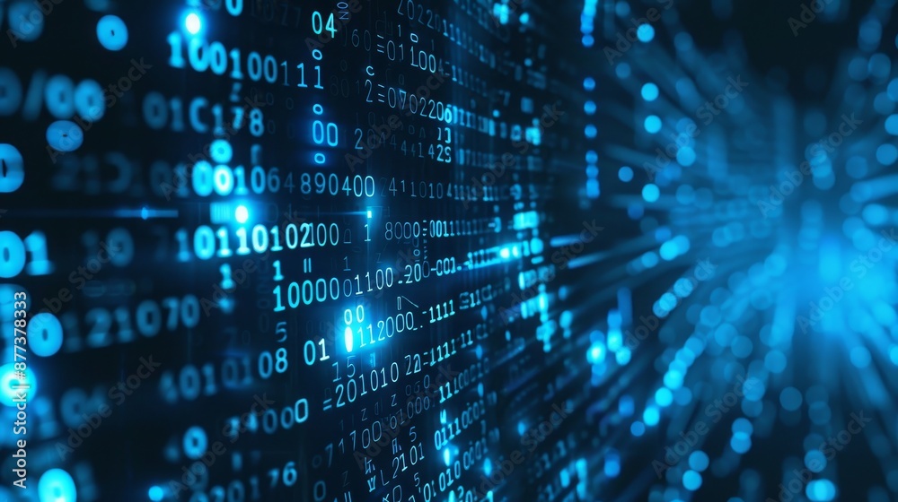 Poster technology background. big data visualization. information code. matrix background. 4k rendering.
