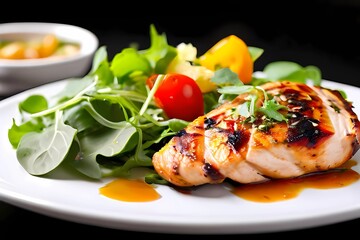 Discover the perfect balance of taste and health with our grilled chicken breast paired with a fresh