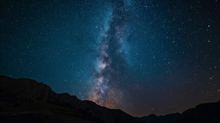 A beautiful night sky with a long, thin stream of light in the middle © siaminka