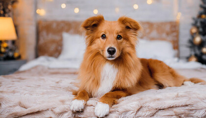 dog sleeping at home on the bed