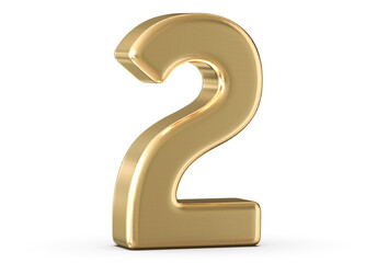 Gold 3D Number 2