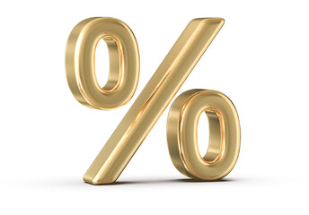 Gold 3D Percent Symbol