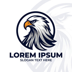 Eagle head mascot with emblem badge logo style, eagle esport mascot, american eagle illustration