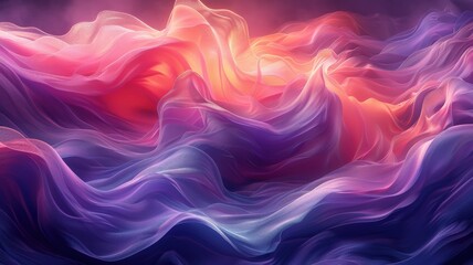 Obraz premium Abstract dreamy colorful gradient cloudscape with flowing vibrant waves in shades of pink, purple, and orange blending together seamlesslyabstract
