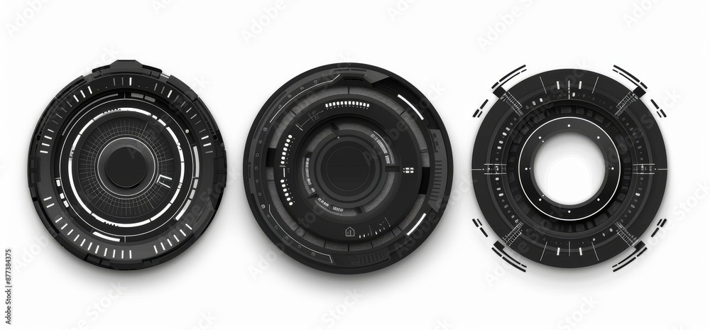 Poster designing circular digital technology communication elements for user interfaces