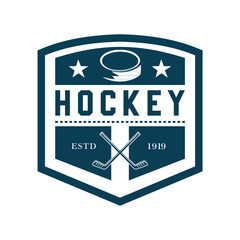 Hockey tournament logo in modern minimalist style, hockey logo team