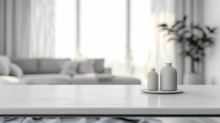 White Vases on a Table in a Modern Living Room