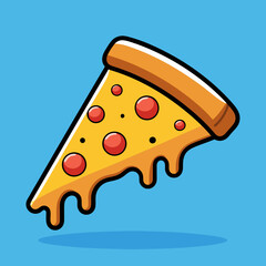 Pizza Slice Melted Floating Cartoon style vector  Illustration 
