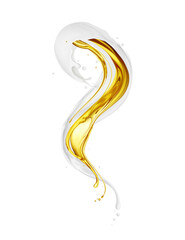 Curved splashes of milk and oil isolated on a white background