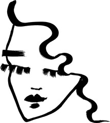 Obraz premium Contemporary Dry Brush Abstract Modern Girl Portrait.