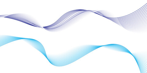 Abstract blue smooth waves on white background.Vector illustration.