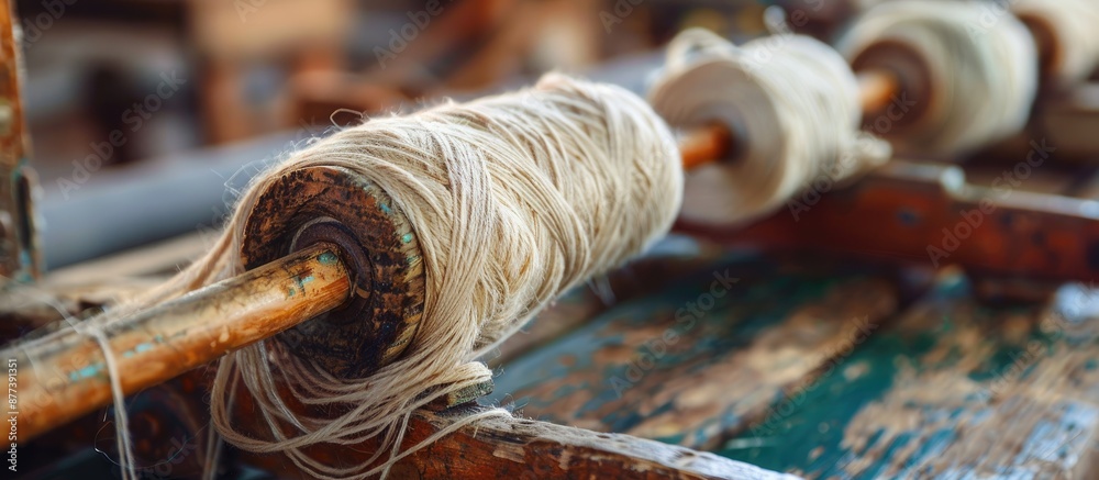 Poster creating thread for weaving purposes with a copy space image