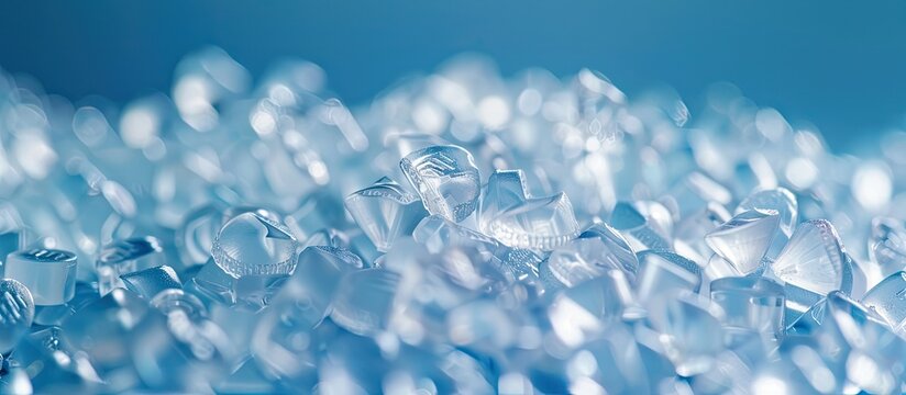 Copy space image of clear polypropylene or polyamide granules in the background typical of the plastics and polymers industry