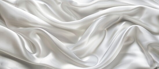 Obraz premium Luxurious white silk or satin fabric with a smooth abstract texture perfect for weddings featuring copy space image