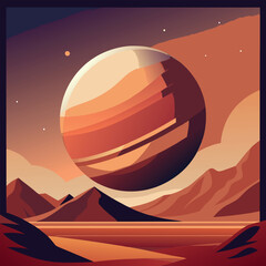 Obraz premium One large planet space, background, minimalism, abstract futuristic poster, and sepia