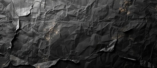 A spooky grunge background with creased black and gray paper torn posters creating a chilling atmosphere for a copy space image